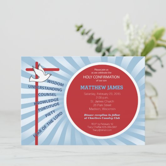 Invitation de confirmation Red Blue Rays (Debout devant)