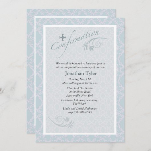 Invitation de confirmation religieuse Chantilly (Devant / Derrière)