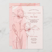 Invitation de confirmation rose (Devant / Derrière)