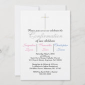 Invitation de Confirmation Rose Bleu Triplés (Devant)
