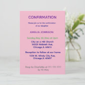 Invitation de confirmation rose et violet (Debout devant)