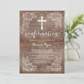 Invitation de confirmation Rustic Wood Cross (Debout devant)