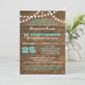 Invitation de confirmation Turquoise des feux de b (Debout devant)