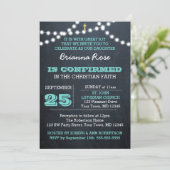 Invitation de confirmation Turquoise des feux de t (Debout devant)