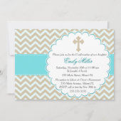 Invitation de confirmation Turquoise Gold Chevron (Devant)