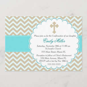 Invitation de confirmation Turquoise Gold Chevron