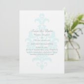 Invitation de conservation de date Aqua Subtle Dam (Debout devant)