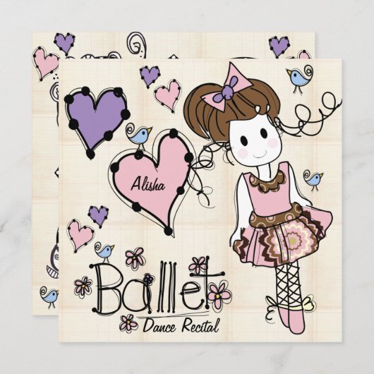 Invitation de considérant de danse de ballet (Devant / Derrière)