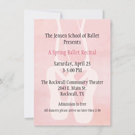 Invitation de considérant de danse d'école de (Devant)