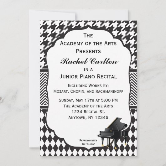 Invitation de considérant de piano (Devant)