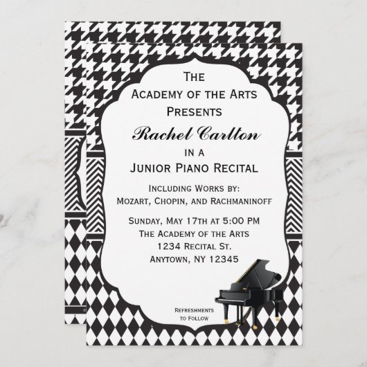 Invitation de considérant de piano (Devant / Derrière)