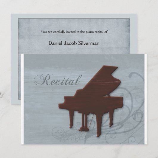 Invitation de considérant de piano dans le bleu de (Devant / Derrière)