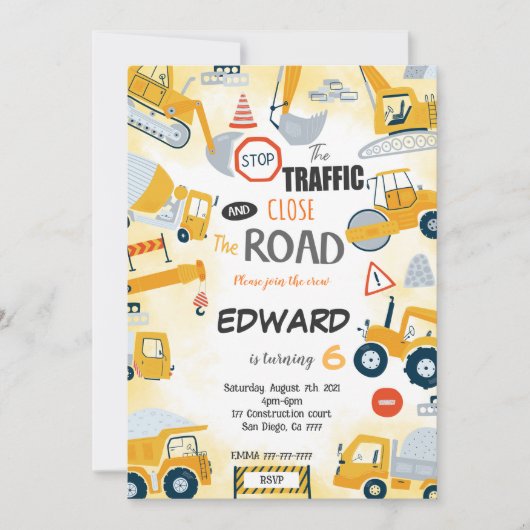 Invitation de construction du 6e anniversaire (Devant)