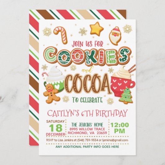 Invitation de cookies et de cacao (Devant / Derrière)