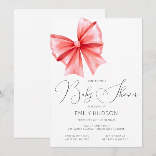 Invitation de Coquette à Arc Rouge Modifiable (Devant / Derrière)