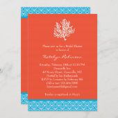 Invitation de corail de Fête de la mariée (Devant / Derrière)