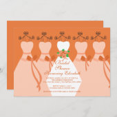 Invitation de corail de Fête de la mariée de (Devant / Derrière)