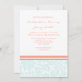 Invitation de corail de Fête de la mariée de (Dos)