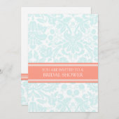 Invitation de corail de Fête de la mariée de (Devant / Derrière)