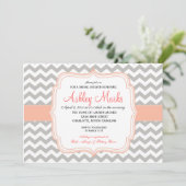 Invitation de corail et grise de Chevron (Debout devant)