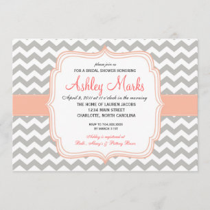 Invitation de corail et grise de Chevron