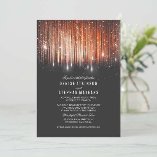 Invitation de corail et Mariage or (Debout devant)