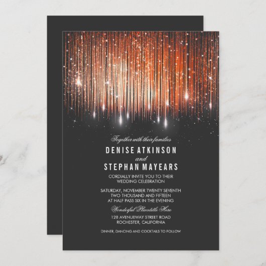 Invitation de corail et Mariage or (Devant / Derrière)