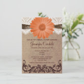 Invitation de corail rustique de Fête de la mariée (Debout devant)