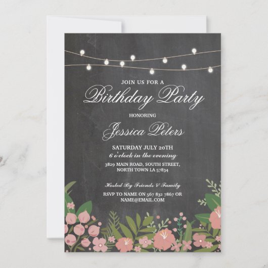 Invitation de Coral Floral Chalk (Devant)
