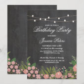 Invitation de Coral Floral Chalk (Devant / Derrière)