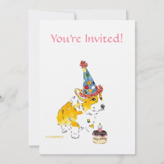 Invitation de Corgi à la fête d'anniversaire (Devant)