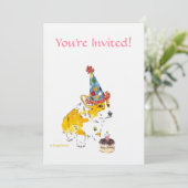 Invitation de Corgi à la fête d'anniversaire (Debout devant)