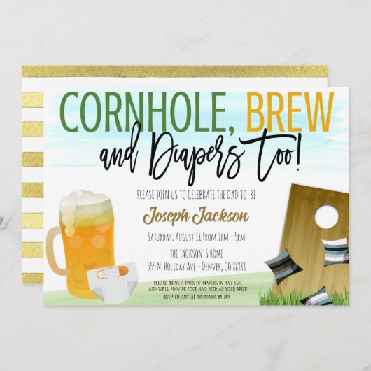 Invitation de Cornhole et de Beer Baby shower (Devant / Derrière)