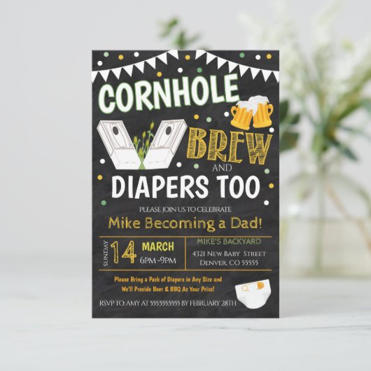 Invitation de Cornhole et de Beer Baby shower (Debout devant)