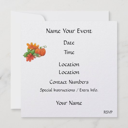 Invitation de Cornucopia de Thanksgiving - SRF (Dos)