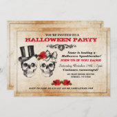 Invitation de costume d'horreur de roses de crânes (Devant / Derrière)