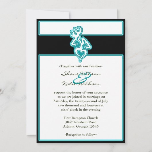 Invitation de couleur personnalisée Turquoise (Devant)