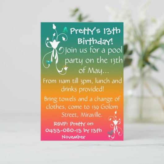 Invitation de couleurs d'été (Debout devant)