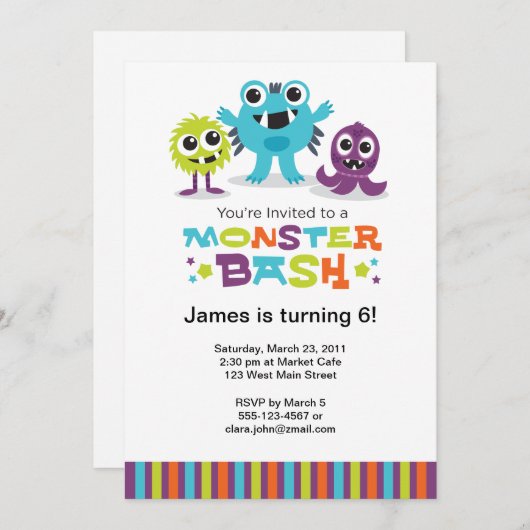 Invitation de coup de monstre (Devant / Derrière)