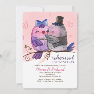 Invitation de couple d'oiseaux d'aquarelle