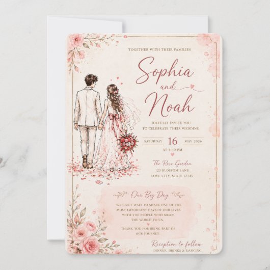 Invitation de couple en ligne moderne (Devant)