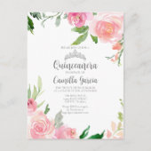Invitation de Couronne de Fleurs Rose pour Quincea (Devant)