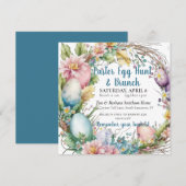 Invitation de couronne de Pâques aquarelle Brunch, (Devant / Derrière)
