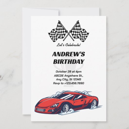 Invitation de course automobile (Devant)