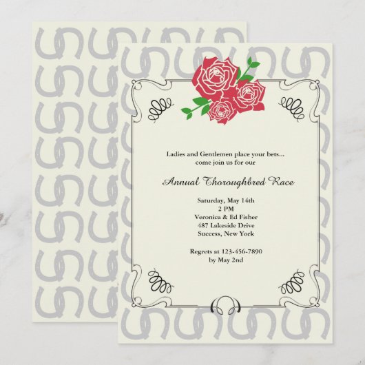 Invitation de course de chevaux du cercle du (Devant / Derrière)