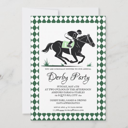 Invitation de course de chevaux du Derby du Kentuc (Devant)