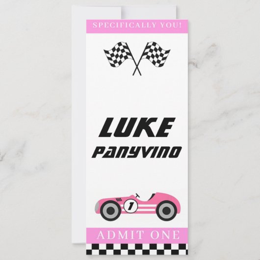 Invitation de course rose (Dos)