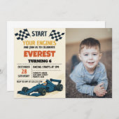 Invitation de courses de garçons avec À damiers (Devant / Derrière)