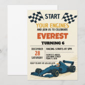 Invitation de courses de garçons avec À damiers (Devant / Derrière)