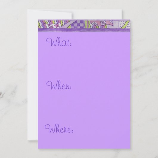 Invitation de courtepointe papillon pourpre (Dos)